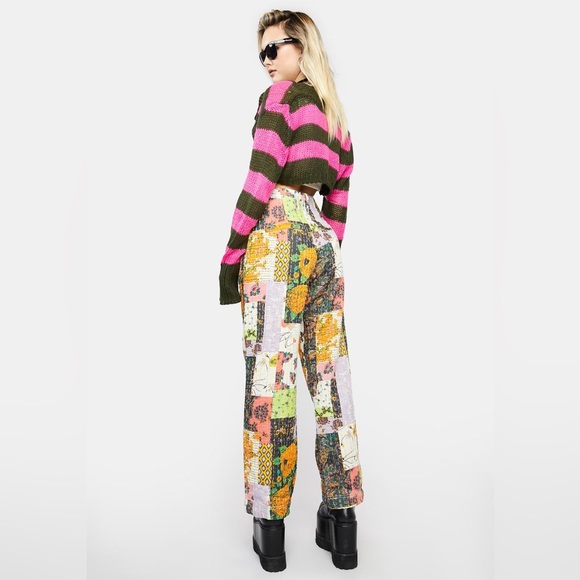 NWT Free People Roads Merge Straight Leg Patchwork Pants size 12 RARE - Picture 8 of 12